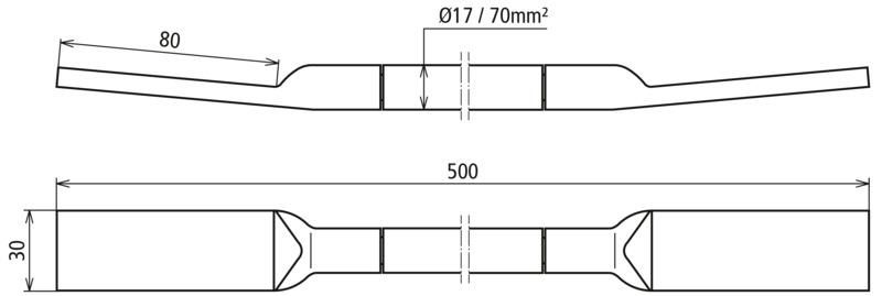Kupfer-Kabel-Erdungsbruecke NYY-O beidseitig mit Lasche 80X30mm L 500mm – Bild 2 von 2