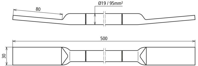 Kupfer-Kabel-Erdungsbruecke NYY-O beidseitig mit Lasche 80X30mm L 500mm – Bild 2 von 2