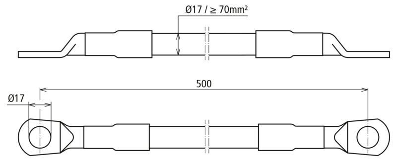 CuStAl-Kabel-Erdungsverbinder beidseitig mit Kabelschuh D 17mm L 500mm – Bild 2 von 2