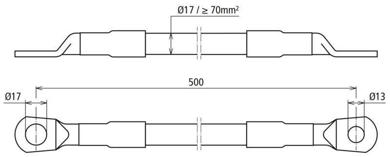 CuStAl-Kabel-Erdungsverbinder beidseitig mit Kabelschuh D 13/17mm L 500mm – Bild 2 von 2