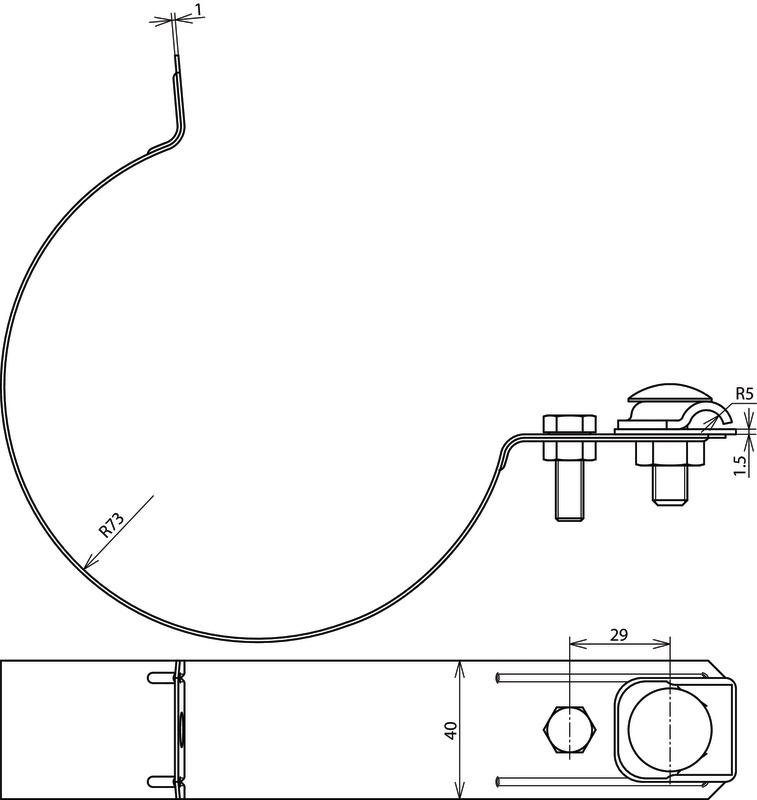 Regenrohrschelle D 100mm Cu-St/tZn Ausf. Zweimetall m. Klemmbock 6-10mm – Bild 2 von 2