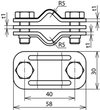 UNI-Trennklemme Cu m. Zwischenplatte f. 2 x Rd 8-10mm