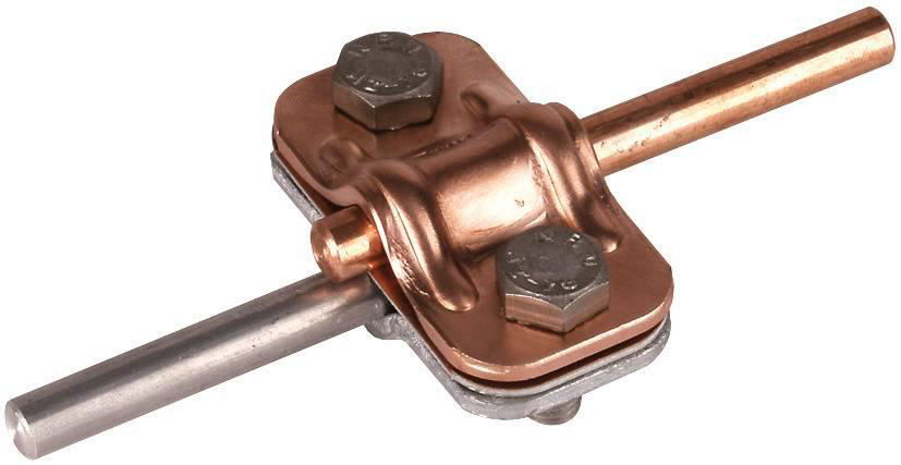 Zweimetall UNI-Trennklemme Cu-St/tZn f. 2 x Rd 8-10mm