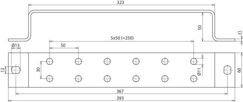 Erdungsschiene St/tZn f. Potentialaus- gleich m. 2 x 6 Anschluesse – Bild 2 von 2
