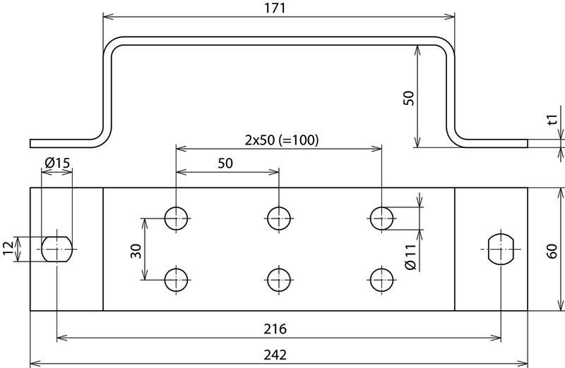 Erdungsschiene St/tZn f. Potentialaus- gleich m. 2 x 3 Anschluesse – Bild 2 von 2