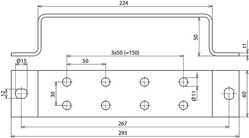 Erdungsschiene NIRO f. Potentialaus- gleich m. 2 x 4 Anschluesse – Bild 2 von 2