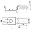 Presskabelschuh DIN 46235 70mm*2 M10 Cu/gal Sn mit Nickelsperrschicht