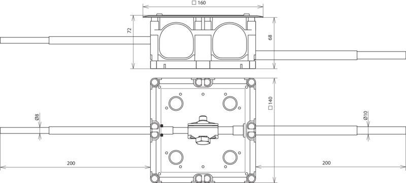 Trennstellenkasten 160x160x68mm mit Anschlussfahnen Rd 8/10mm L 200mm – Bild 2 von 2
