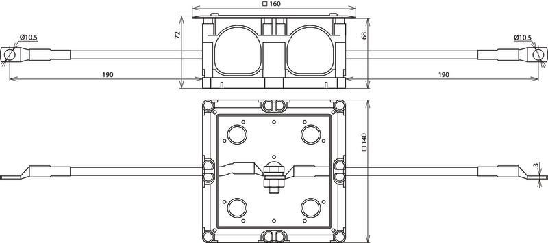 Trennstellenkasten 160x160x68mm mit 2 Cu-Leitungen 16mm*2 L ca. 230mm – Bild 2 von 2