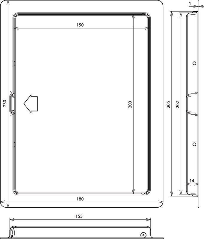 Revisionstuer St/tZn m. Schnappverschluss Aussenmass 230x180mm – Bild 2 von 2