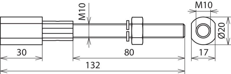 Gewindeadapter M10/10 L 130mm NIRO (V4A) m. Mutter u. Federring f. Erdungsfestp. – Bild 2 von 2