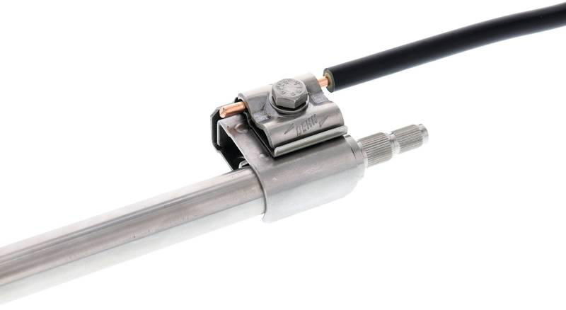 Anschlussklemme NIRO (V4A) f. Tiefenerder D 20-25 mm m. Doppelueberleger f. Rd 8-10 mm