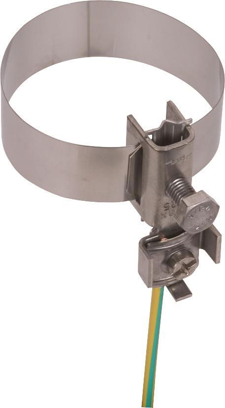 Erdungsbandrohrschelle D 27-114mm m. Anschlussklemme 2 x 4-25mm*2 NIRO