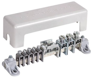 Potentialausgleichschiene m. Abdeckung 5x 2,5-25mm*2 3x16-95mm*2 1x Fl 30x4mm
