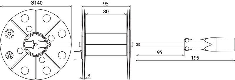 Drahthaspel K-grau B 80mm m. Buchse u. 100m Litze 0,75mm*2 rot m. Bananenstecker – Bild 2 von 2