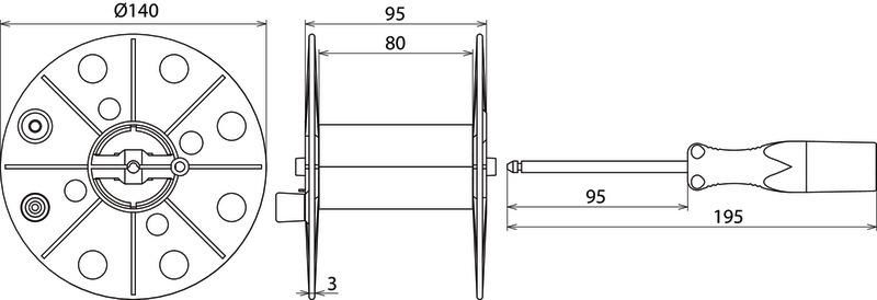 Drahthaspel K-grau B 80mm m. Buchse u. 100m Litze 0,75mm*2 rot m. Bananenstecker – Bild 2 von 2