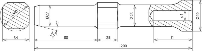 Hammereinsatz fuer Tiefenerder D25mm L200mm Ausfuehrung Fabrikat Wacker Neuson – Bild 2 von 2