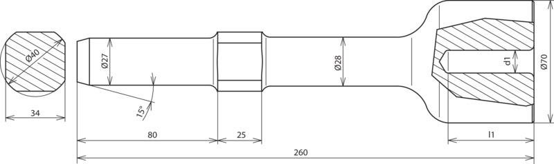 Hammereinsatz fuer Tiefenerder D25mm L260mm Schwere Ausfuehrung Fabrikat Wacker Neuson – Bild 2 von 2