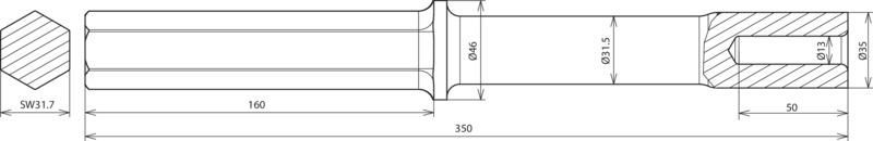 Hammereinsatz fuer Tiefenerder D20mm L350mm Ausfuehrung Fabrikat Atlas Copco SW 32 – Bild 2 von 2