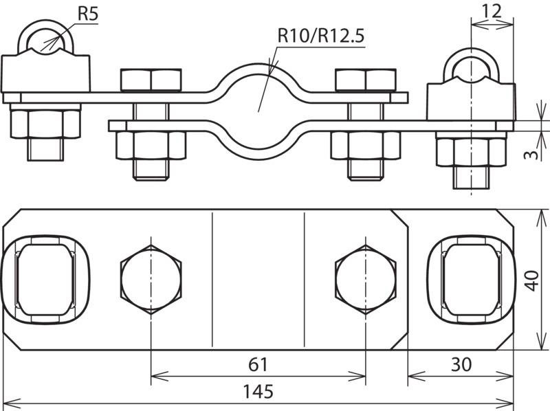 TE-Anschlussschelle St/tZn D 20mm beidseitig m. KS-Verbinder f. Rd 7-10mm – Bild 2 von 2
