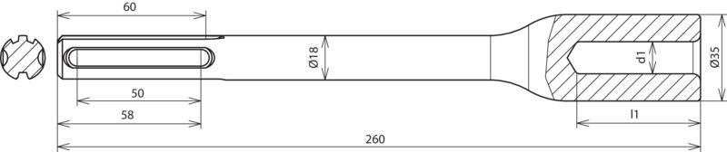 Hammereinsatz fuer Tiefenerder D20mm L260mm Ausfuehrung SDS-max – Bild 2 von 2