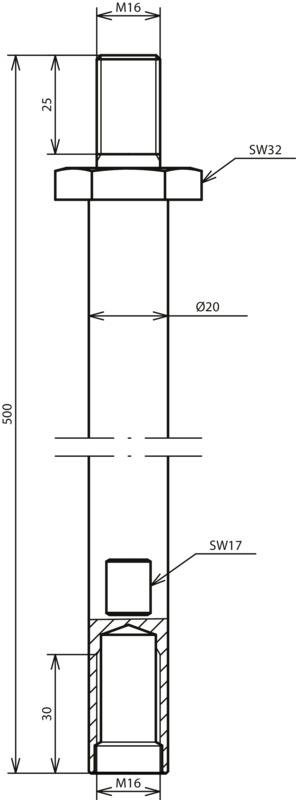 Tiefenerder schraubbar St/tZn D 20 mm L 500 mm M16 – Bild 2 von 2