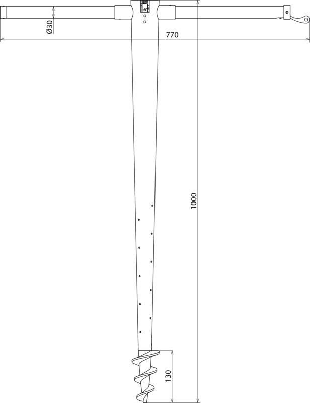 Erdungsrohr m. Bohrspirale L 1000mm m. abnehmbarem Handgriff Anschluss M10 – Bild 2 von 2