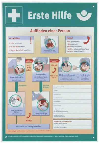 WuH-Schild  Erste Hilfe  - Aushang nach BGI/GUV-I 510 Ersatz fuer Art.Nr. 700021