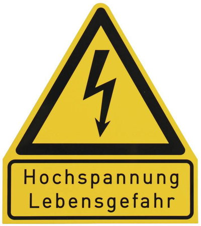 WuH-Schild  Hochspannung - Lebensgefahr Werkstoff: Kunststoff Ersatz fuer Art.Nr. 700030