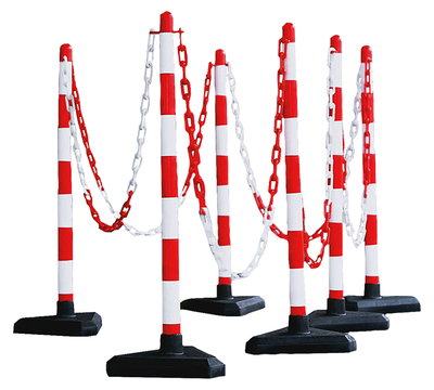 Kettenstaender-Set Secur mit Zementfuss Pfosten: rot/weiss