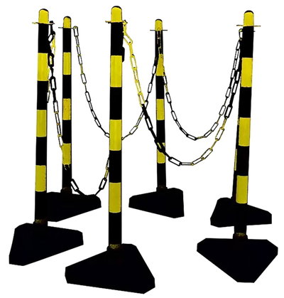 Kettenstaender-Set Secur mit Zementfuss Pfosten: gelb/schwarz