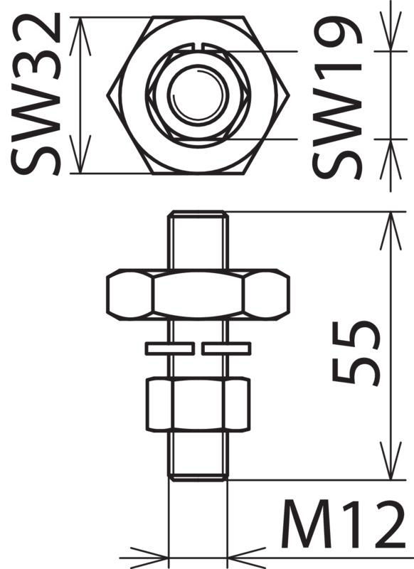 Anschlussstueck m. Gewindebolzen M12 L 55mm u. Mutter z. Anschrauben – Bild 2 von 2