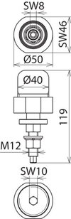 Mastadapter fuer SDS-Ableiter zur Montage auf Oberleitungsmasten mit Bohrung 22 mm