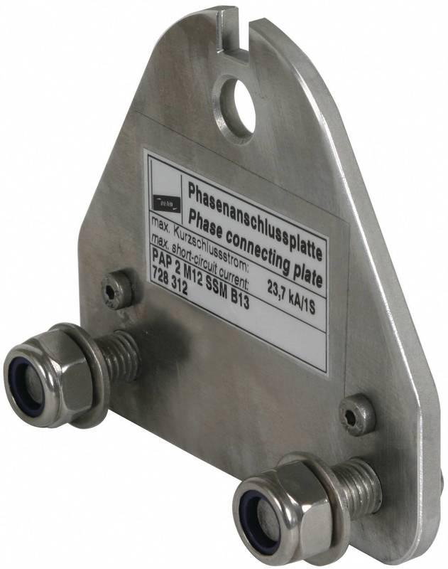 Phasenanschlussplatte 2-polig m. B 13mm u. 2 Schrauben M12 m. Muttern