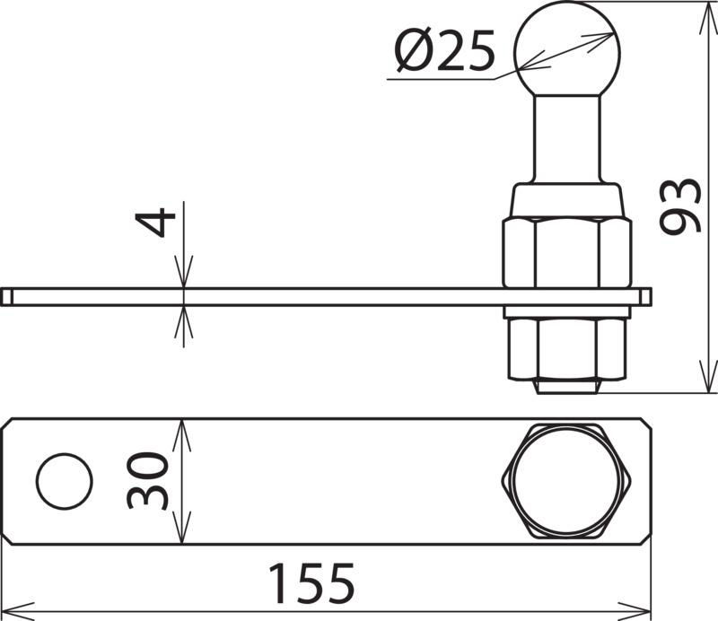 Erdanschlussplatte f. Sicherungs- traeger m. 1 Kugelfestpunkt D 25mm – Bild 2 von 2