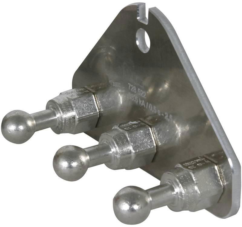 Erdanschlussplatte m. Bohrung 12,5mm u. 3 Kugelfestpunkten D 20mm