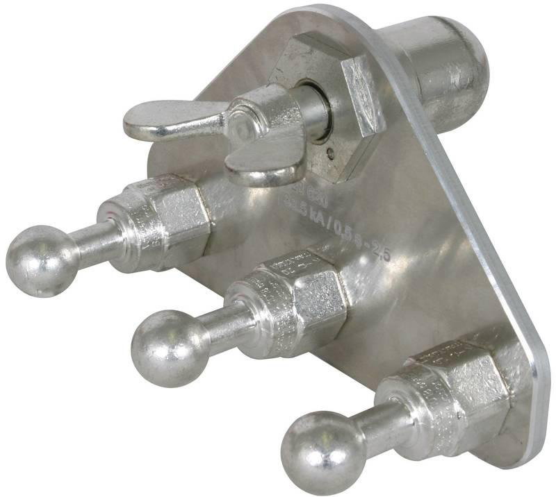 Erdanschlussplatte m. Kugelkopfhaube u. 3 Kugelfestpunkten D 20mm