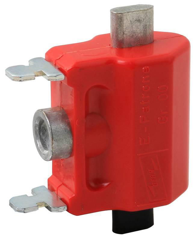 Erdungspatrone NH Gr. 00 teilisoliert m. Anschlussgewinde M10 u. Grifflasche