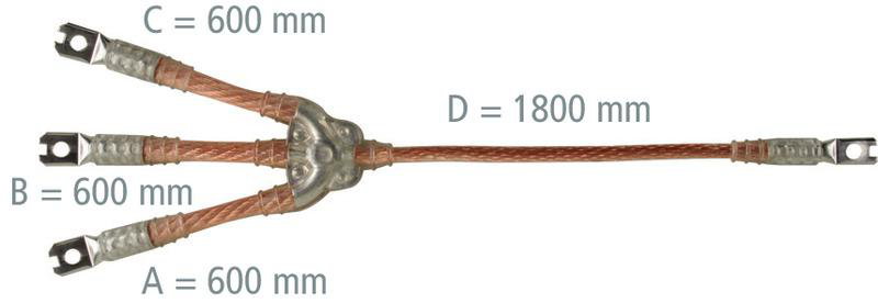 Erdungs- und Kurzschließseil 3-polig 120mm² mit aufgepressten Kabelschuhen