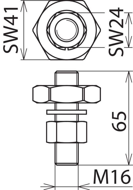 Anschlussstueck Ausf. D m. Gewindebolzen M16x65mm u. Mutter z. Anschrauben – Bild 2 von 2