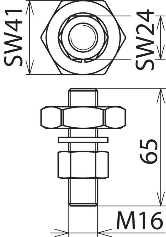 Anschlussstueck Ausf. D m. Gewindebolzen M16x65mm u. Mutter z. Anschrauben – Bild 2 von 2