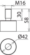 Anschlussstueck Ausf. A m. Gewindebolzen M16x30mm z. Anschweissen St/galZn