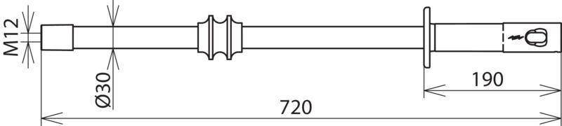 Isolierstange m. Gewinde M12 u. Steckkupplung D 30mm L 720mm – Bild 2 von 2