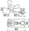 Erdanschlussstueck m. Fluegelmutter M12 f. Anschlussstueck PK1 16-150mm*2