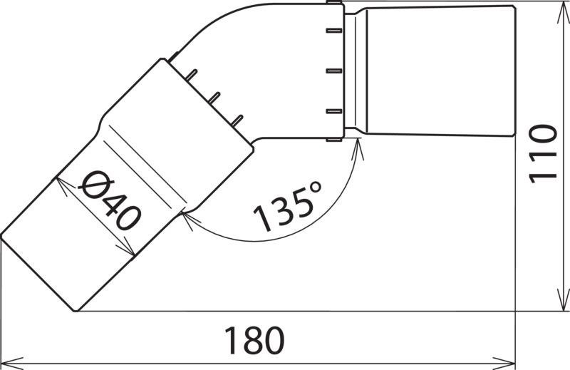 Saugrohrwinkel 135 Grad D 40/L100mm f. Trockenreinigungsset MS  -36kV – Bild 2 von 2