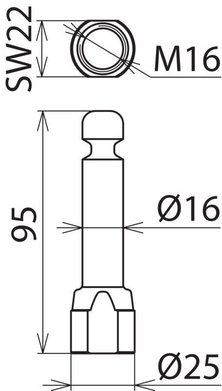 Erdungsfestpunkt m. Ringnut D 16mm u. Innengewinde M16 – Bild 2 von 2