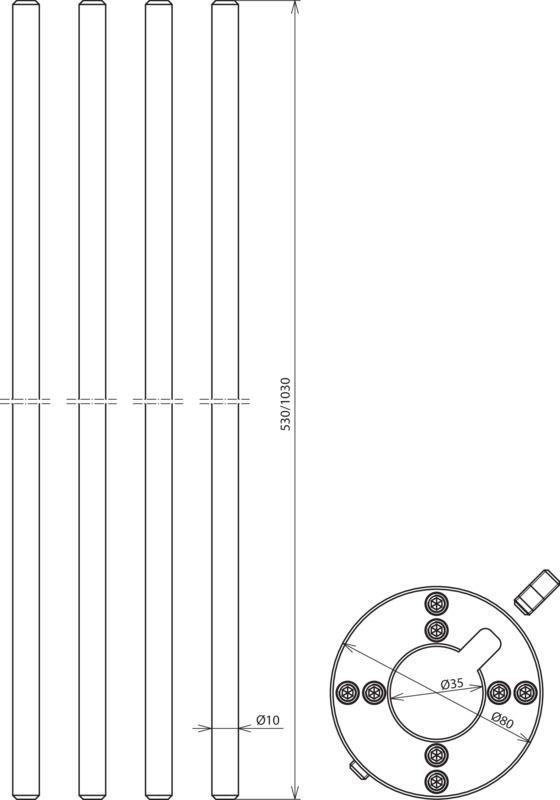 Befestigungsset fuer seitl. Fangspitzen vier Fangspitzen Alu D=10mm L=1030mm – Bild 2 von 2