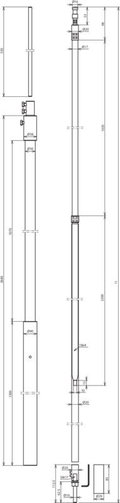 DEHNcon-H HVI-light-Leitung L 6,0m m. Stuetzrohr u. Fangspitze GFK/AL/V2A
