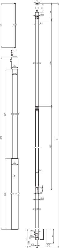 DEHNcon-H HVI-light-Leitung L 6,0m m. Stuetzrohr u. Fangspitze GFK/AL/V2A – Bild 2 von 2