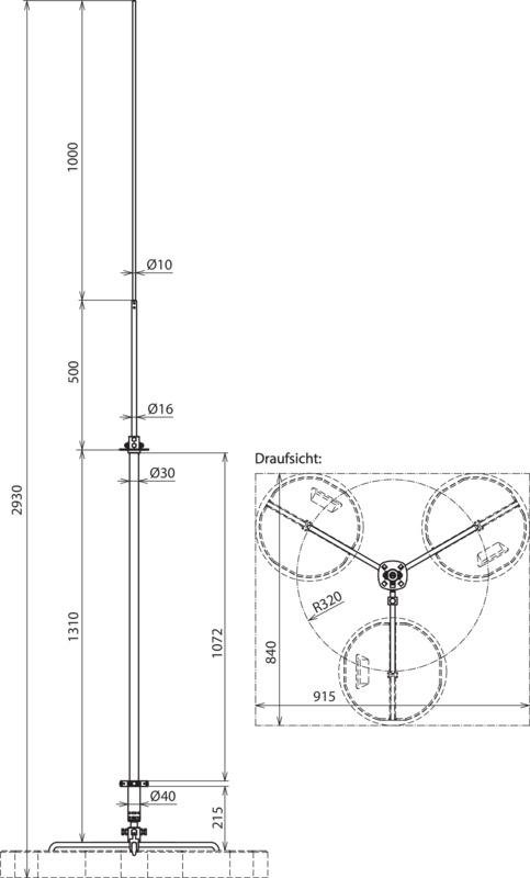 Fangmast 30 f. HVI-light-Leitung SET m. Dreibeinstativ  L 2800mm – Bild 2 von 2